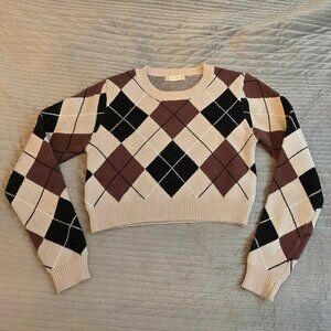 Altar'd State Argyle Brown Sweater